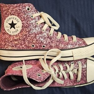 Converse Women's Glittery Pink High-Tops